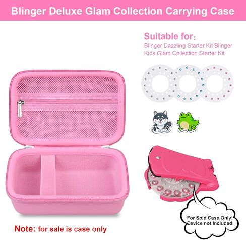 Carrying Case for Blinger Dazzling Starter Kit,Blinger Kids Glam Collection Starter Kit Storage Bag,Kids Hair Styling Tool Travel Organizer Holder,Pocket fits Gems Rhinestones. Black in Saudi Arabia