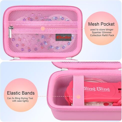 Carrying Case for Blinger Dazzling Starter Kit,Blinger Kids Glam Collection Starter Kit Storage Bag,Kids Hair Styling Tool Travel Organizer Holder,Pocket fits Gems Rhinestones. Black in Saudi Arabia