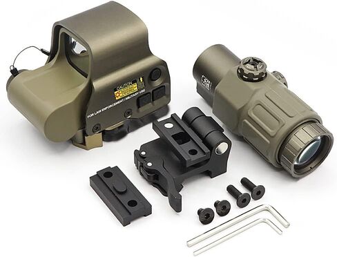 558 نقطة رؤية باللون الأحمر والأخضر مع مجموعة مكبرة G33/G43/G45 3X 5X، رؤية عاكسة ثلاثية الأبعاد بصرية، أسود/FDE/A-TACS (مجموعة سوداء) in Kuwait