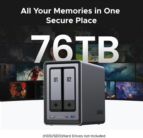 مجموعة UGREEN NASync DXP2800 2-Bay Desktop NAS مع محول 2.5 جيجابايت in Saudi Arabia