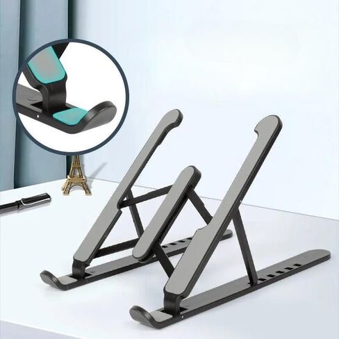 ABS Laptop Stand, Adjustable Laptop Riser with, Foldable and Portable Design, Ventilated Cooling Support for Notebooks and Tablets, Compatible with 10–15.6-Inch Devices, Black in Saudi Arabia
