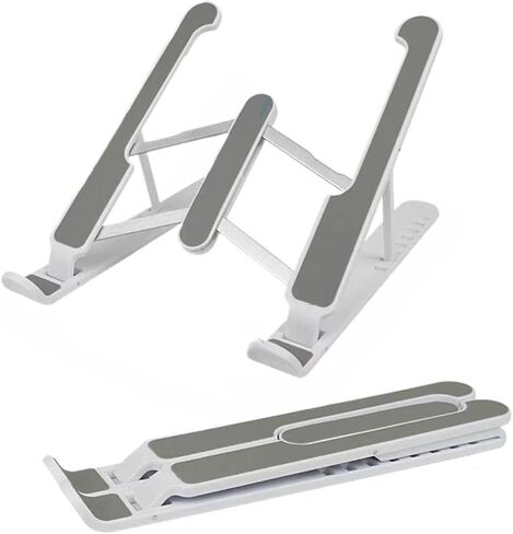 ABS Laptop Stand, Adjustable Laptop Riser with, Foldable and Portable Design, Ventilated Cooling Support for Notebooks and Tablets, Compatible with 10–15.6-Inch Devices, White in Saudi Arabia