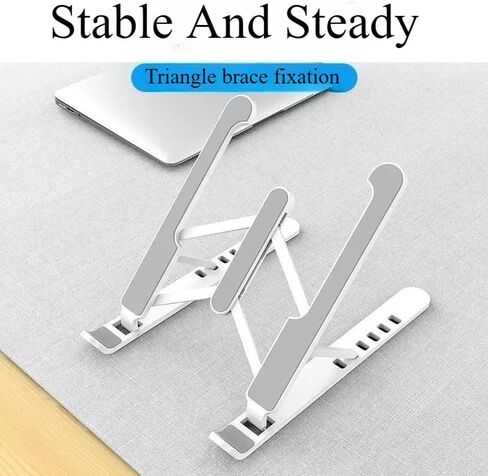 ABS Laptop Stand, Adjustable Laptop Riser with, Foldable and Portable Design, Ventilated Cooling Support for Notebooks and Tablets, Compatible with 10–15.6-Inch Devices, White in Saudi Arabia