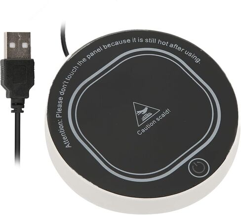 وسادة تدفئة الأكواب USB، حصيرة تسخين ذكية بدرجة حرارة ثابتة للقهوة والشاي والحليب والمكتب والمنزل ABS من الزجاج المقسى 11.4 × 11.4 سم (أسود) in Kuwait