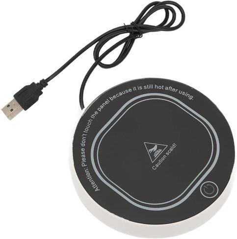 وسادة تدفئة الأكواب USB، حصيرة تسخين ذكية بدرجة حرارة ثابتة للقهوة والشاي والحليب والمكتب والمنزل ABS من الزجاج المقسى 11.4 × 11.4 سم (أسود) in Kuwait