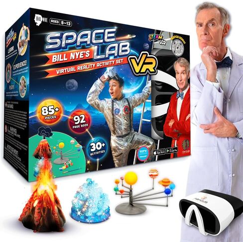 Abacus Brands Bill Nye's VR Space Lab - مجموعة علوم الواقع الافتراضي للأطفال، والكتاب ومجموعة أنشطة التعلم التفاعلية للعلوم والتكنولوجيا والهندسة والرياضيات (المواد والكتب فقط - تُباع النظارات بشكل منفصل) in Kuwait