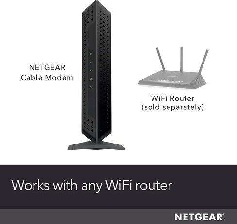 مودم كابل NETGEAR بصوت CM500V - لـ Xfinity من Comcast Internet & Voice | يدعم خطط الكابلات حتى 300 ميجابت في الثانية | 2 خط تليفون | DOCSIS 3.0، أسود، 16×4 مع صوت (CM500V-100NAS) in Saudi Arabia
