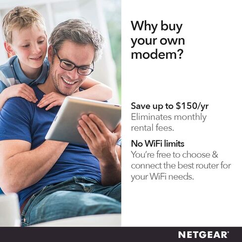 مودم كابل NETGEAR بصوت CM500V - لـ Xfinity من Comcast Internet & Voice | يدعم خطط الكابلات حتى 300 ميجابت في الثانية | 2 خط تليفون | DOCSIS 3.0، أسود، 16×4 مع صوت (CM500V-100NAS) in Saudi Arabia