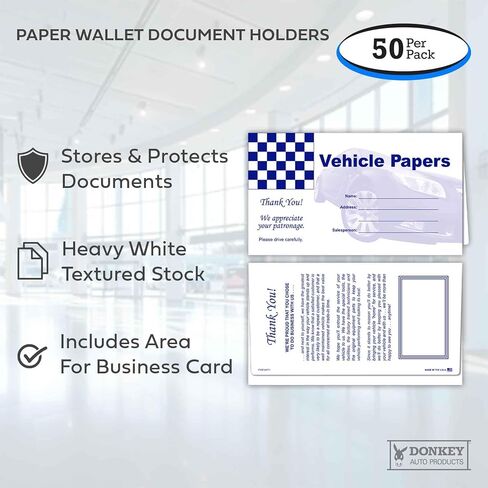 Vehicle Papers Wallets - Car Document Holders - Black (50 Pack) in Saudi Arabia