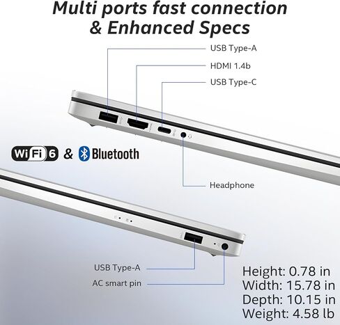HP 17 inch laptops, AMD Ryzen 5 7430U(Beats i7-1165G7), 32GB RAM 1TB NVMe SSD Windows 11 Pro, 17.3" FHD IPS, Copilot AI, Numeric Keyboard, Type-c, Patented KB Kit in Kuwait