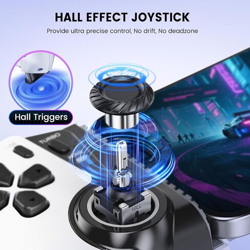 Mobile Gaming Controller for iPhone 15/16 Series/Android/Switch 2/Switch/OLED/iPad Mini, Wireless Phone Controller with Hall Joysticks/Hall Triggers/LED, Support Xbox Cloud, Steam Link, Call of Duty in Saudi Arabia