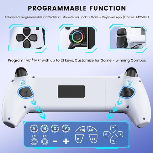 Mobile Gaming Controller for iPhone 15/16 Series/Android/Switch 2/Switch/OLED/iPad Mini, Wireless Phone Controller with Hall Joysticks/Hall Triggers/LED, Support Xbox Cloud, Steam Link, Call of Duty in Saudi Arabia