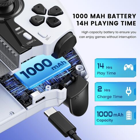 Mobile Gaming Controller for iPhone 15/16 Series/Android/Switch 2/Switch/OLED/iPad Mini, Wireless Phone Controller with Hall Joysticks/Hall Triggers/LED, Support Xbox Cloud, Steam Link, Call of Duty in Saudi Arabia