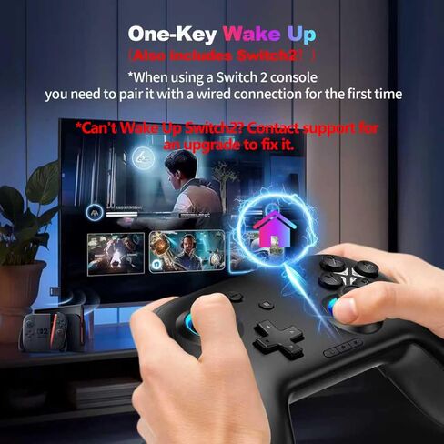 وحدة تحكم لاسلكية 2 مع مفتاح تنبيه/C، للمحول 2/1/Lite/OLED/PC/iPad/iPhone/Mac/Android/Steam/TV، وحدة تحكم ألعاب بلوتوث مع عصا تحكم Macro/Turbo/Hall Effect/بطارية 1000 مللي أمبير/الاهتزاز/التحكم في الحركة in Kuwait
