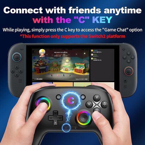 وحدة تحكم لاسلكية 2 مع مفتاح تنبيه/C، للمحول 2/1/Lite/OLED/PC/iPad/iPhone/Mac/Android/Steam/TV، وحدة تحكم ألعاب بلوتوث مع عصا تحكم Macro/Turbo/Hall Effect/بطارية 1000 مللي أمبير/الاهتزاز/التحكم في الحركة in Kuwait