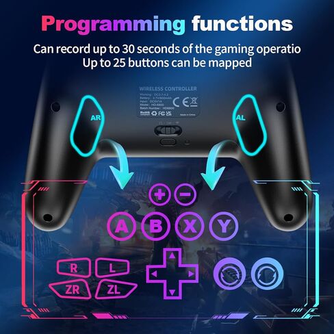 وحدة تحكم لاسلكية 2 مع مفتاح تنبيه/C، للمحول 2/1/Lite/OLED/PC/iPad/iPhone/Mac/Android/Steam/TV، وحدة تحكم ألعاب بلوتوث مع عصا تحكم Macro/Turbo/Hall Effect/بطارية 1000 مللي أمبير/الاهتزاز/التحكم في الحركة in Kuwait