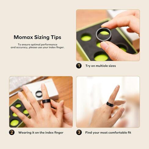 momax 1-Sense Soul Smart Ring for Women, Fashion Fitness Tracker with Mood Monitoring, Touch Control, 5ATM Waterproof, No APP Subscription, Health Ring for Men, Android & iOS Compatible in Kuwait
