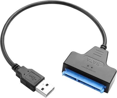 USB-A 3.0 to SATA Adapter Cable - Supports 2.5"/3.5" SATA HDD/SSD, Trim Enabled, 12V DC Power Port, 3-Min Auto Sleep, Dual LEDs, 30cm Copper Cable, Plug & Play (USB-A) in Saudi Arabia