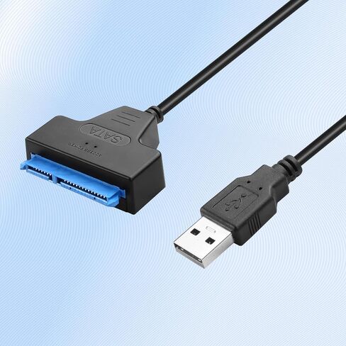 USB-A 3.0 to SATA Adapter Cable - Supports 2.5"/3.5" SATA HDD/SSD, Trim Enabled, 12V DC Power Port, 3-Min Auto Sleep, Dual LEDs, 30cm Copper Cable, Plug & Play (USB-A) in Saudi Arabia