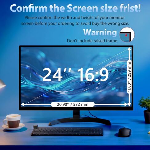 فلتر شاشة خصوصية للكمبيوتر مقاس 24 بوصة لشاشة عريضة بنسبة عرض إلى ارتفاع تبلغ 16:9، وحماية العين ودرع خصوصية مضاد للضوء الأزرق وواقي مضاد للوهج، وطبقة حماية مضادة للخدش مقاس 24 بوصة قابلة للإزالة in Kuwait