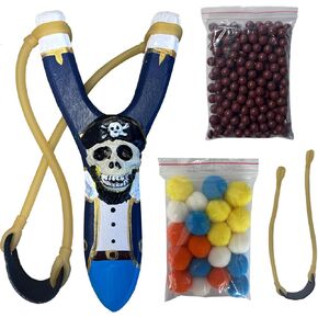 Wooden Slingshot for Kids with Tiger Design, Colorful Pom - Poms & Ammo Balls in Kuwait
