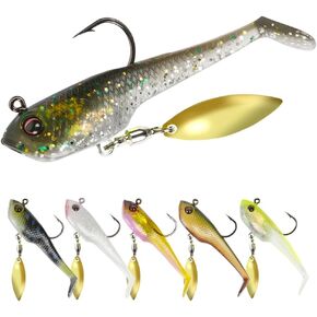 Pre-Rigged Soft Lures 2.3in - 6pcs Paddle Tail Jigs with Sharp High-Carbon Hooks | Saltwater/Freshwater Baits for Bass/Trout - Ready-to-Use Family Fishing Lures in Saudi Arabia