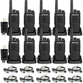 Retevis RT68 Two-Way Radios Long Range, Walkie Talkies for Adults, 2 Way Radio with Earpiece, Walkie Talkie Rechargeable with Charging Base, for Manufacturing Restaurant Business School(10 Pack) in Kuwait
