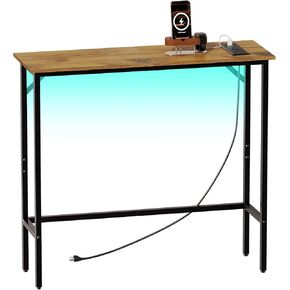 Narrow Console Table with Led Light and Charging Station，29.5" Small Entryway Table，Display Table，Entryway Hallway Thin Sofa Table Behind Sofa, Small Spaces, Living Room, Gray in Kuwait