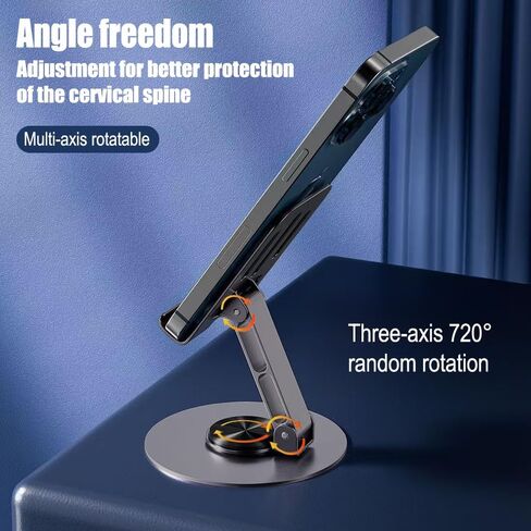 Folding Portable Electronic Device Mount - Fully Adjustable Foldable Desktop Holder Cradle Dock for Phones, Tablets in Saudi Arabia