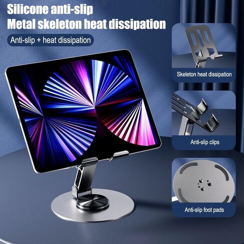 Folding Portable Electronic Device Mount - Fully Adjustable Foldable Desktop Holder Cradle Dock for Phones, Tablets in Saudi Arabia