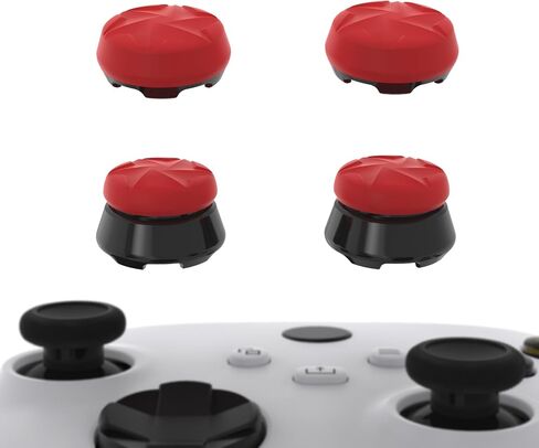PlayVital FPS Thumbstick Extenders for Xbox Series X/S & Xbox One Controller, 2 High Raise + 2 Mid Dome Joystick Caps, Thumbs Pro RAZOR Thumb Grips for Better Aim & Control - Scarlet Red & Black in Saudi Arabia
