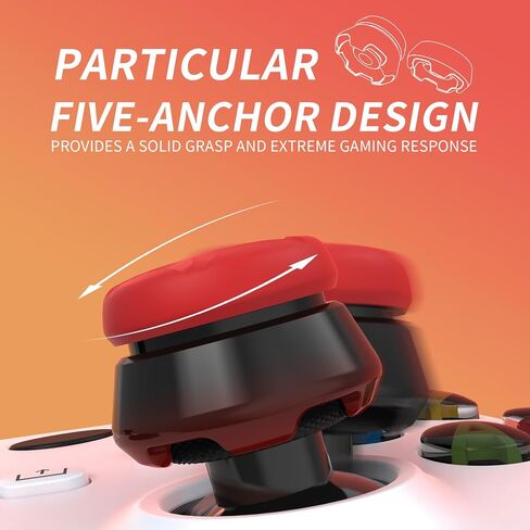 PlayVital FPS Thumbstick Extenders for Xbox Series X/S & Xbox One Controller, 2 High Raise + 2 Mid Dome Joystick Caps, Thumbs Pro RAZOR Thumb Grips for Better Aim & Control - Scarlet Red & Black in Saudi Arabia