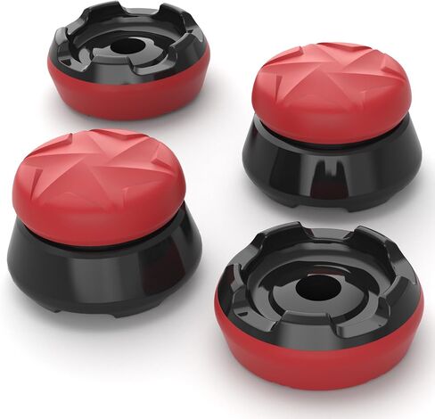 PlayVital FPS Thumbstick Extenders for Xbox Series X/S & Xbox One Controller, 2 High Raise + 2 Mid Dome Joystick Caps, Thumbs Pro RAZOR Thumb Grips for Better Aim & Control - Scarlet Red & Black in Saudi Arabia