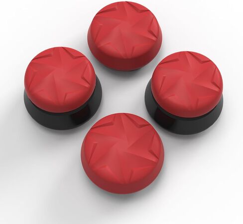 PlayVital FPS Thumbstick Extenders for Xbox Series X/S & Xbox One Controller, 2 High Raise + 2 Mid Dome Joystick Caps, Thumbs Pro RAZOR Thumb Grips for Better Aim & Control - Scarlet Red & Black in Saudi Arabia