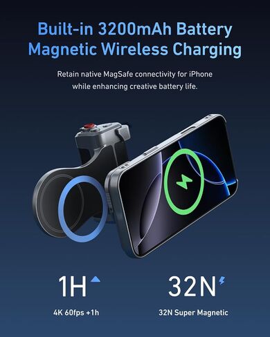 Magnetic Phone Camera Grip, Smartphone Shooting Holder Selfie Handle Snap for iPhone 17Pro Max Set Cellphone Vlog Video Photography in Saudi Arabia