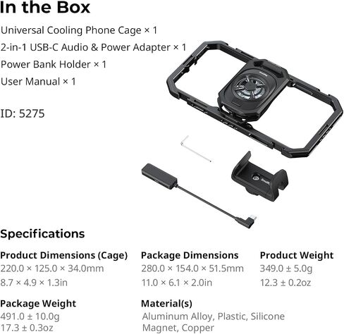 SMALLRIG All-in-One Cooling Dual Handle Phone Cage Kit for iPhone 17/16/Android, 15W Active Cooler & 4-in-1 USB-C Hub, Universal Compatibility 2.5-3.1" Phones, for Live Streaming- 5276 in Saudi Arabia