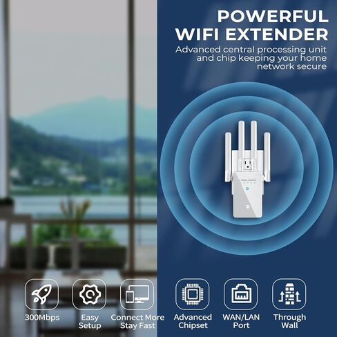 2025 Best WiFi Extender Signal Booster - 6X Faster Internet Extender WiFi Booster for Home, Long Range up to 15,588 Sq Ft, WiFi Repeater w/Ethernet Port, 1-Tap Setup, Compatible with Wireless Routers in Kuwait