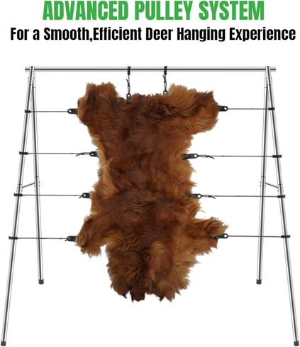 رافعة شماعات لعبة الغزلان، حامل تعليق ثلاثي القوائم للغزلان، رف جلد الغزلان مع خطافين للحوم للصيد وصيد الأسماك، وسلخ الحيوانات، وارتداء الملابس والجزارة - شديدة التحمل in Kuwait