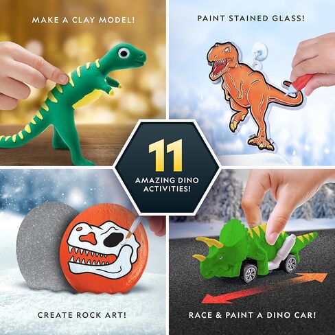 NATIONAL GEOGRAPHIC Clay Dinosaur Arts & Crafts Kit - Dinosaur Air Dry Clay for Kids Craft Kit with 5 Clay Colors, 5 Dino Skeletons, Sculpting Tool & Googly Eyes, Dinosaur Activity (Amazon Exclusive) in Saudi Arabia