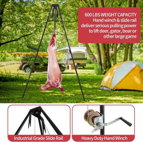 رافعة ثلاثية القوائم لصيد الغزلان بسعة 500 رطل مع رافعة ورافعة يدوية للصيد والسلخ والتحرك in Kuwait