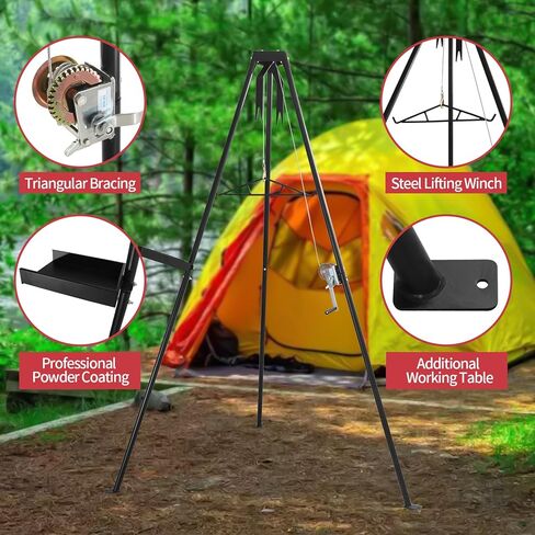 رافعة ثلاثية القوائم لصيد الغزلان بسعة 500 رطل مع رافعة ورافعة يدوية للصيد والسلخ والتحرك in Kuwait