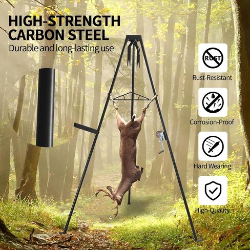 رافعة ثلاثية القوائم لصيد الغزلان بسعة 500 رطل مع رافعة ورافعة يدوية للصيد والسلخ والتحرك in Kuwait