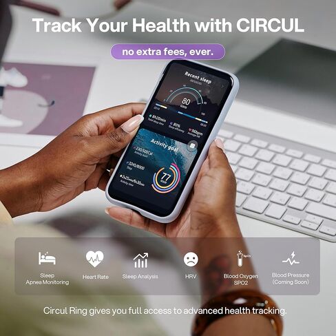 حلقة ذكية قابلة للارتداء للرجال والنساء، حلقة أكسجين الدم وضغط الدم، بدون اشتراك في التطبيق، حلقة اللياقة البدنية لتتبع النوم - معدل ضربات القلب - تعقب اللياقة البدنية in Kuwait