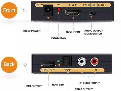 4K@60Hz HDMI Audio Extractor - HDMI+SPDIF/RCA, HDCP 2.2, 18Gbps, Fire Stick/Xbox Compatible in Saudi Arabia