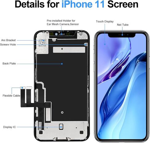 for iPhone XR Screen Replacement, 6.1-inch 3D Touch LCD Display Digitizer Frame Assembly for A1984, A2105, A2106, A2108 with Repair Tools Kit in Saudi Arabia