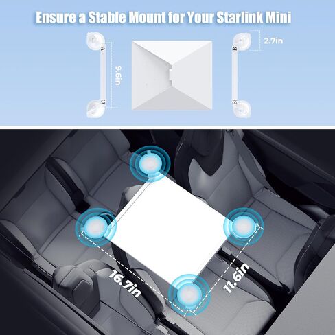 Starlink Mini Car Suction Cup Mount,Starlink Mini Accessories for Car Windows & Sunroofs, Secure Mounting Kit with 2 Spare Cups & Anti-Slip Pad,All-Weather Stability for RVs, Trucks & Boats(White) in Saudi Arabia
