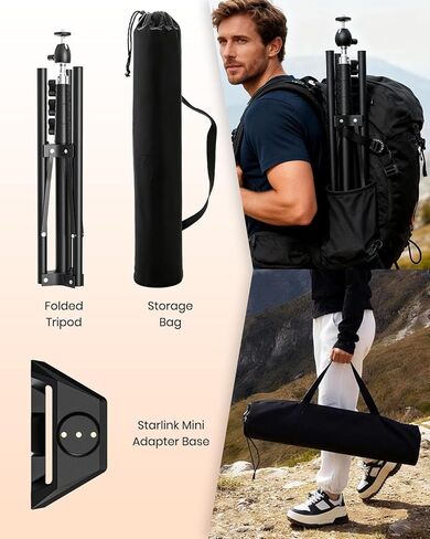 Starlink Mini Tripod Mount with Adapter，A Tripod mounting kit Featuring Adjustable Height and 360° Angle Adjustment, Compatible with Starlink Mini Satellites. Ideal for Camping and RV Travel. in Saudi Arabia