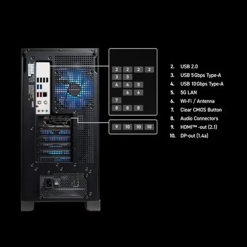 msi Aegis R2 AI سطح المكتب الثاني للألعاب Intel 24-core Ultra 9 285 64GB DDR5 8TB SSD GeForce RTX 5080 (حتى 1801 قمة) مبرد سائل 360 مم 5 جيجابت LAN Wi-Fi7 850W 80+ Gold PSU Win11Pro ICP Hub in Saudi Arabia