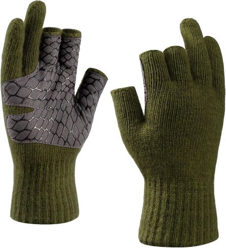 Riverruns Wool Fishing Gloves, 3-Cut Fingerless Winter Warm Gloves Men Women for Ice Fishing, Photography, Hunting & Hiking in Saudi Arabia