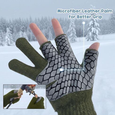Riverruns Wool Fishing Gloves, 3-Cut Fingerless Winter Warm Gloves Men Women for Ice Fishing, Photography, Hunting & Hiking in Saudi Arabia